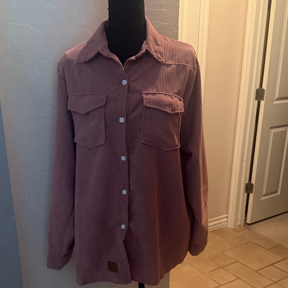 Corduroy Button-Down Shirt - Dusty Rose